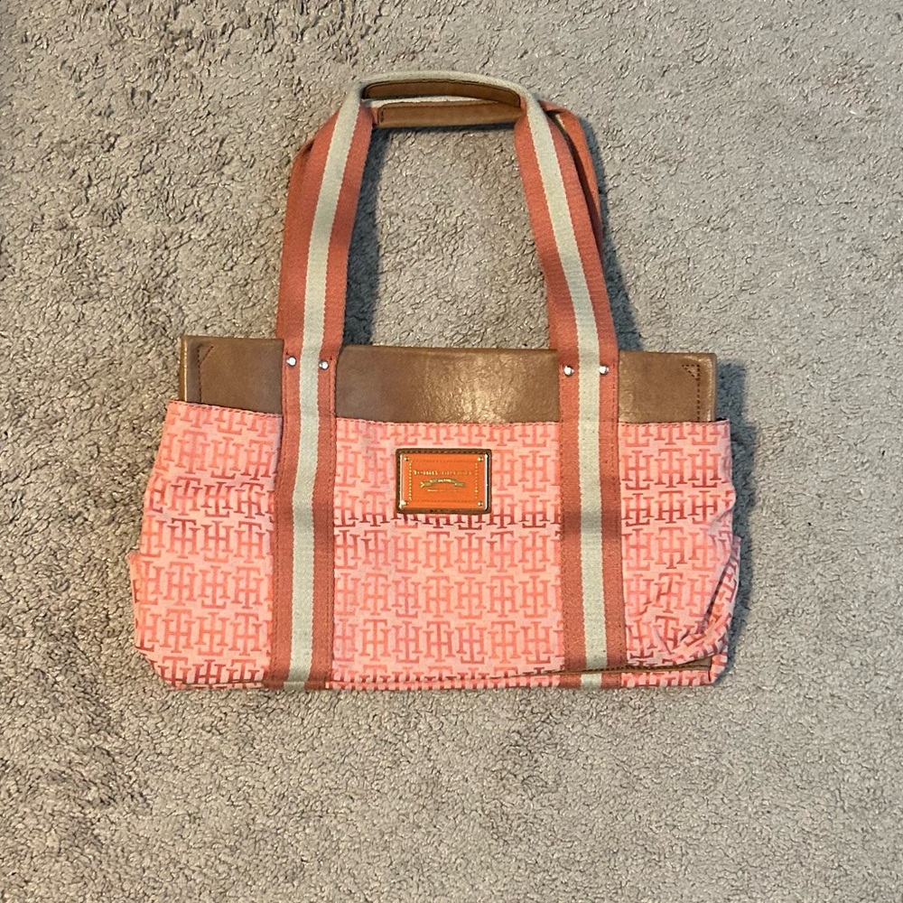 Tommy Hilfiger Coral and Tan Purse